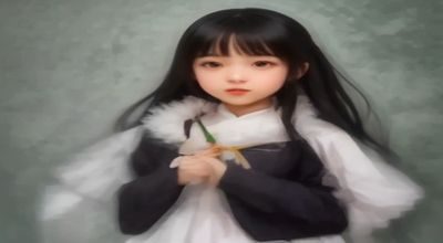 wa lolita 风格少女身着和风改良蓬蓬裙，融合日本传统和服印花与蕾丝元素，东西方美学交融
